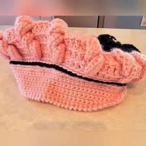 Hand knitted girls or Woman's hat, 10" Diameter, opening is about 7" light pink